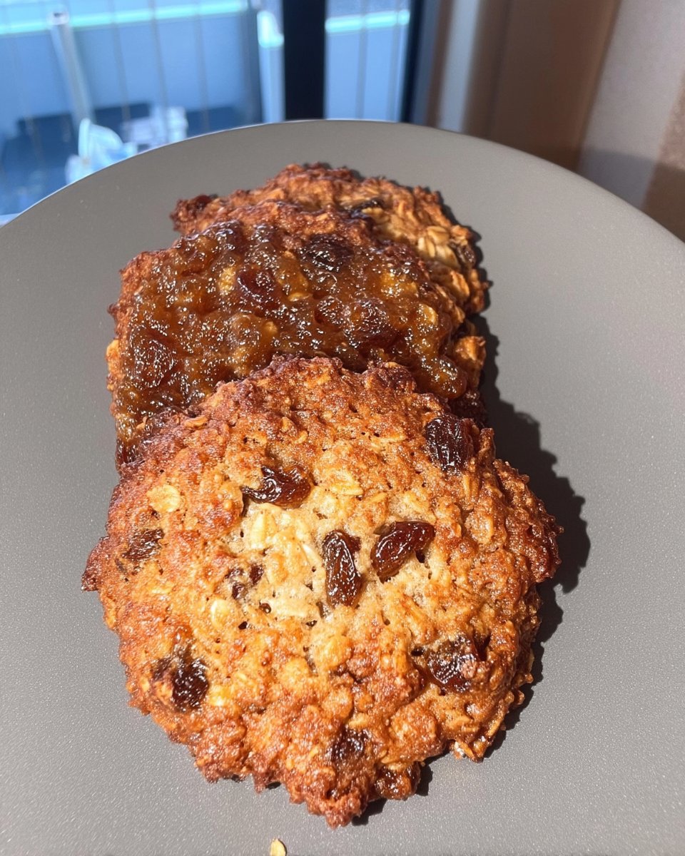 Freshly baked chewy oatmeal cookies with cinnamon on a cooling rack
