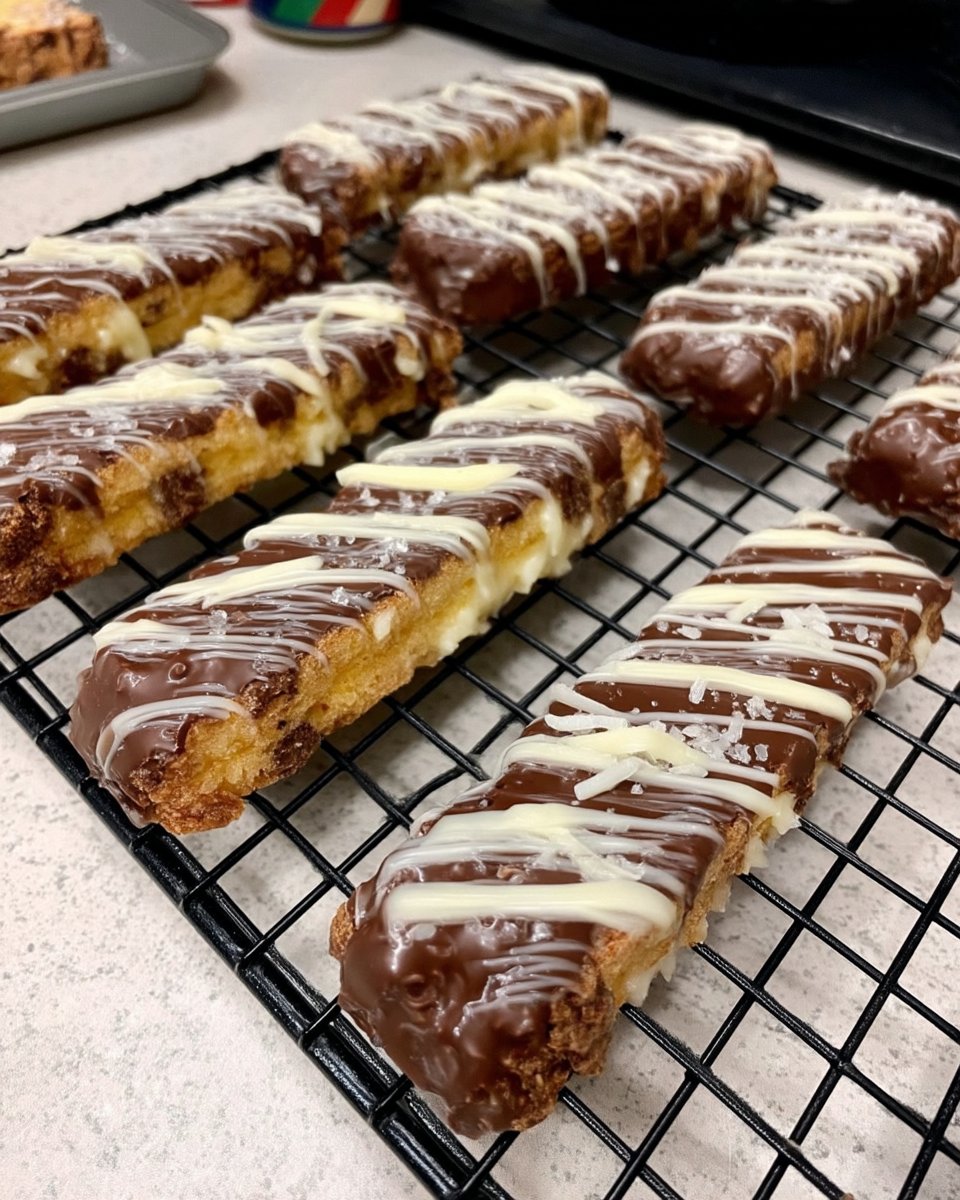 Golden brown Garibaldi biscuits showing dark currants through the thin pastry.