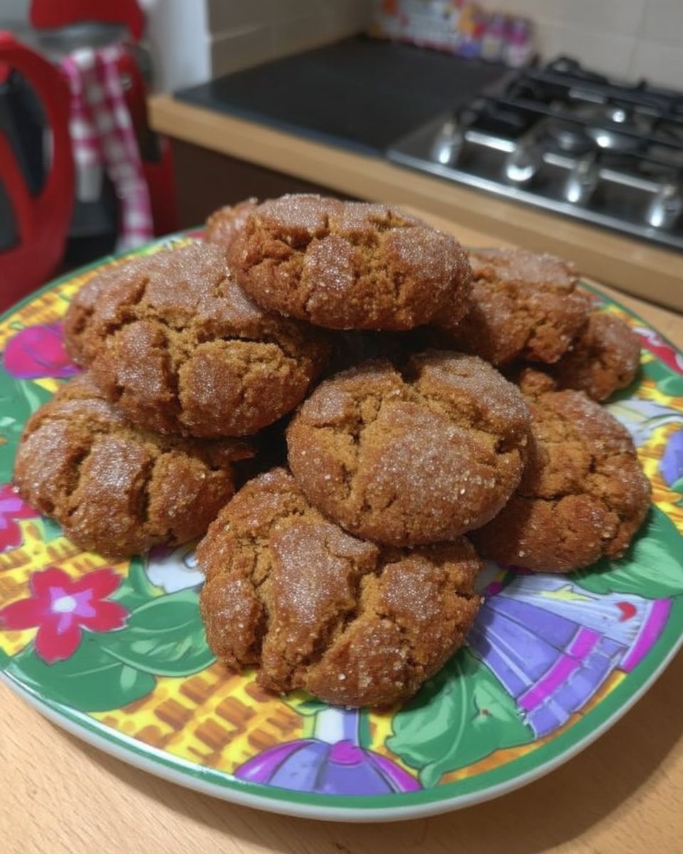 Soft and chewy black pepper ginger cookies with cracked sugar tops on a cooling rack