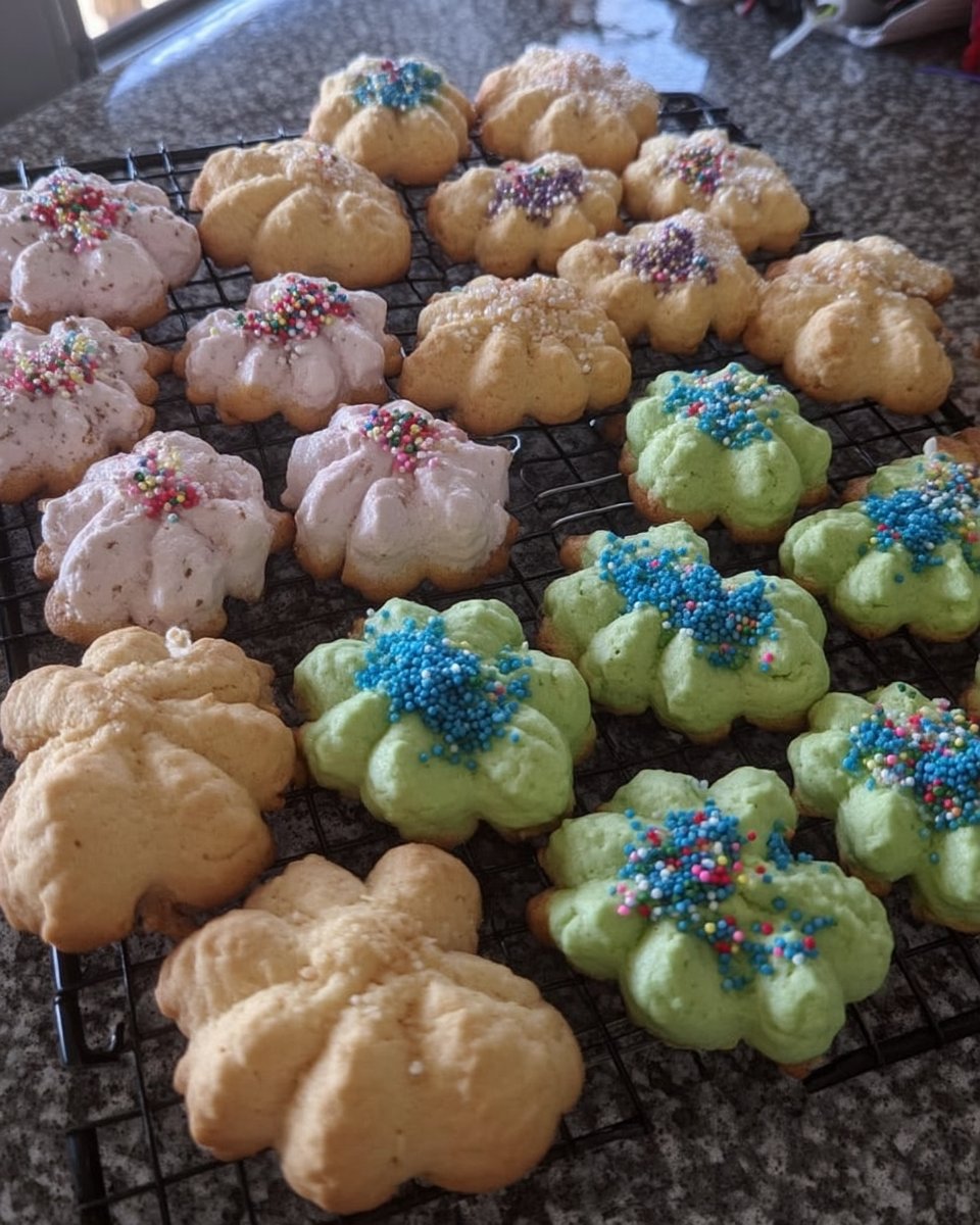 Platter of chocolate dipped spritz cookies with sprinkles