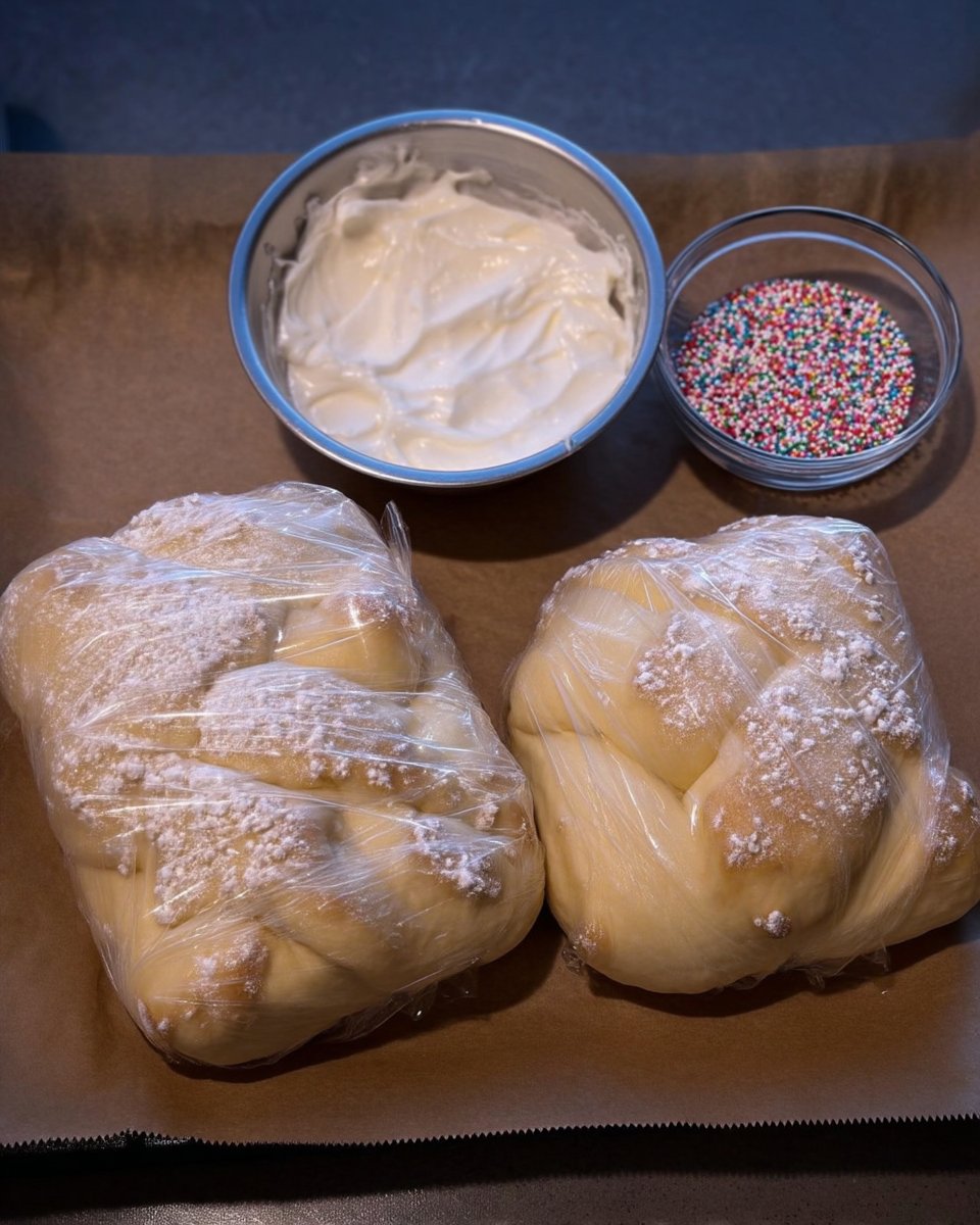 Glazed Italian cookies setting on a wire rack with sprinkles