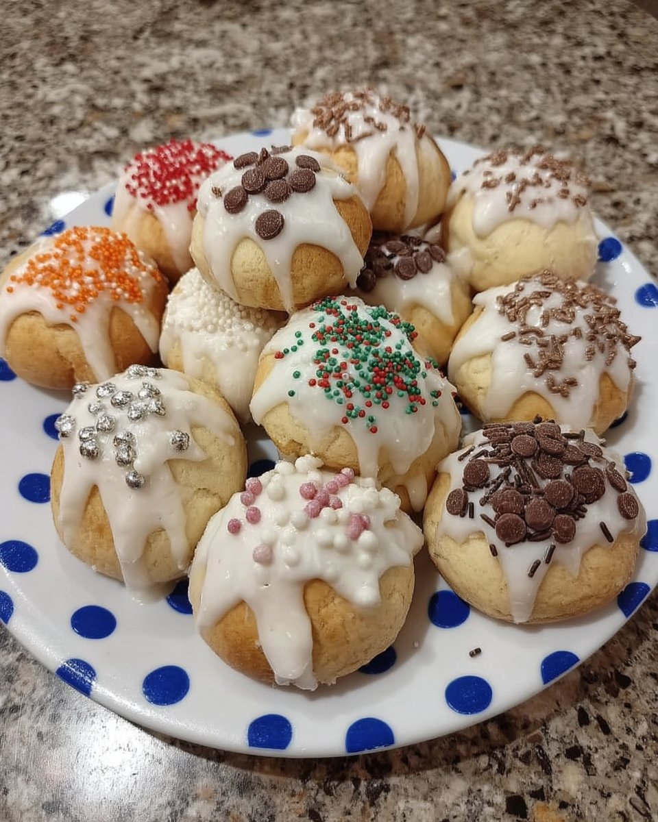 Ingredients for Italian cookies including flour sugar oil and almond extract