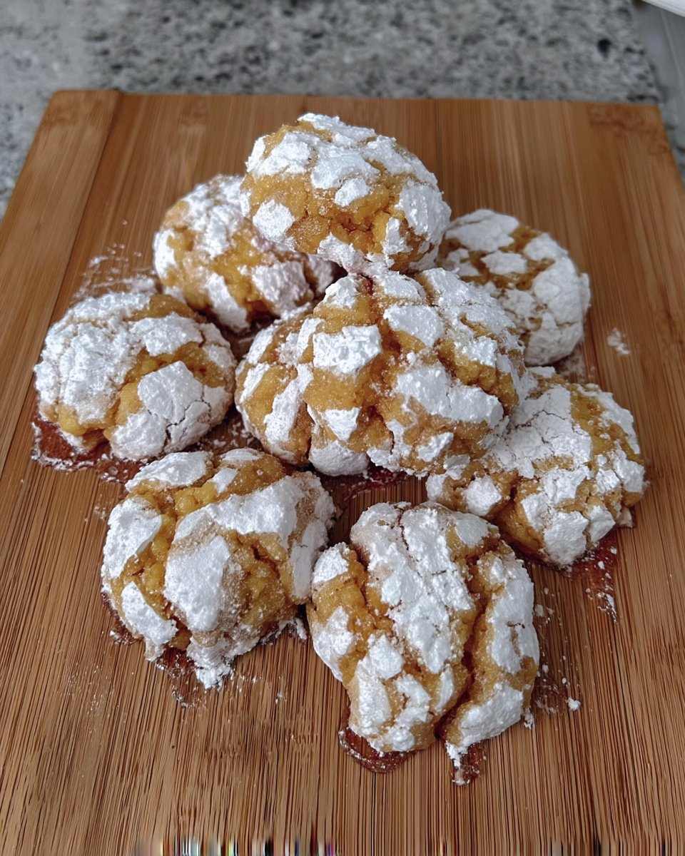 Lemon crinkle cookies stacked on a plate with fresh lemons nearby