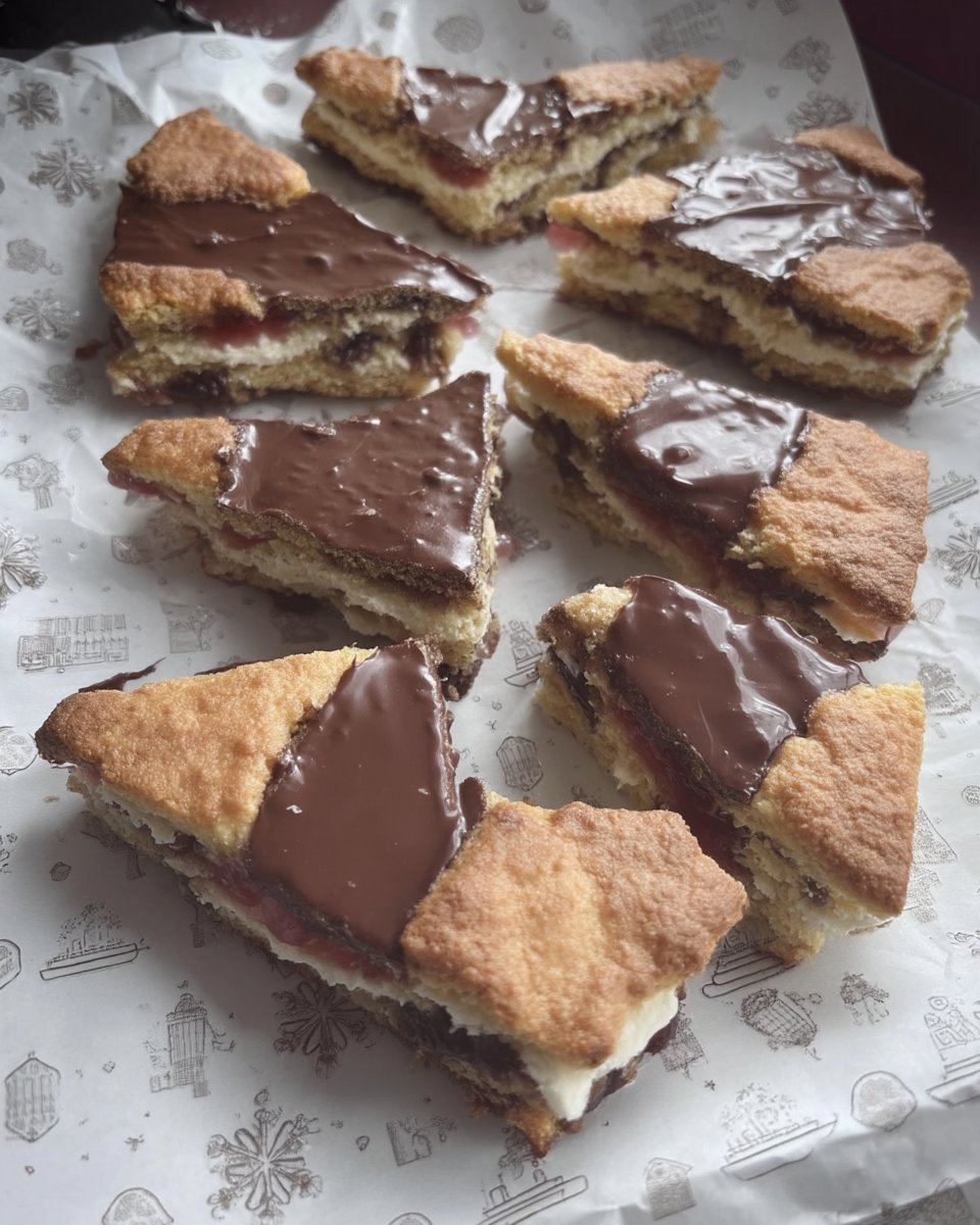 Nussecken served on a platter with coffee