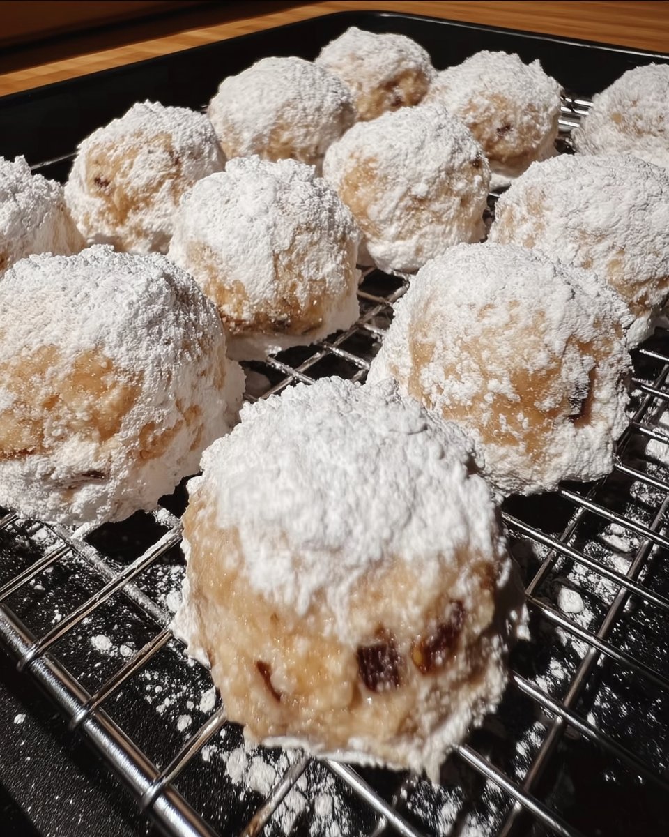 Hand rolling pecan snowball dough into perfect spheres