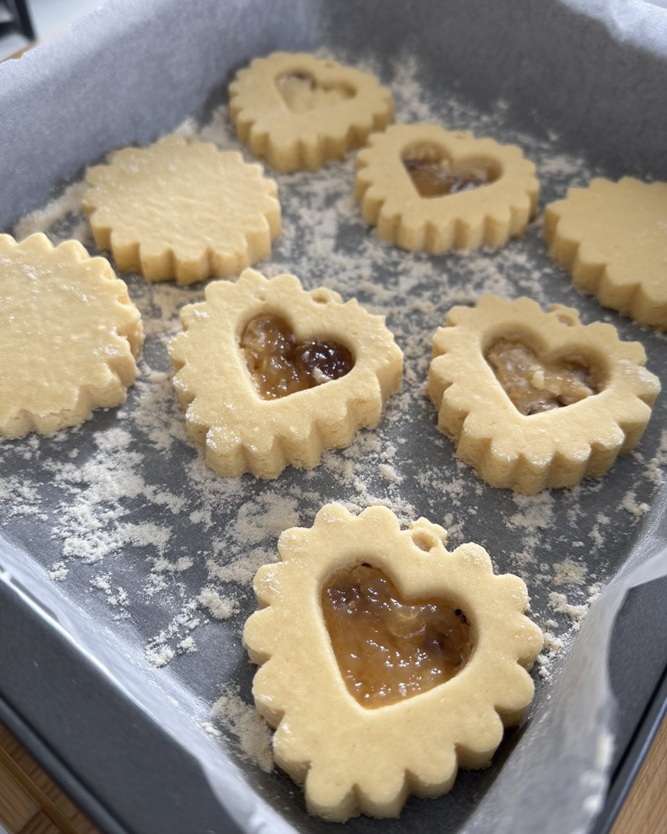 Rolling out cookie dough on a floured surface