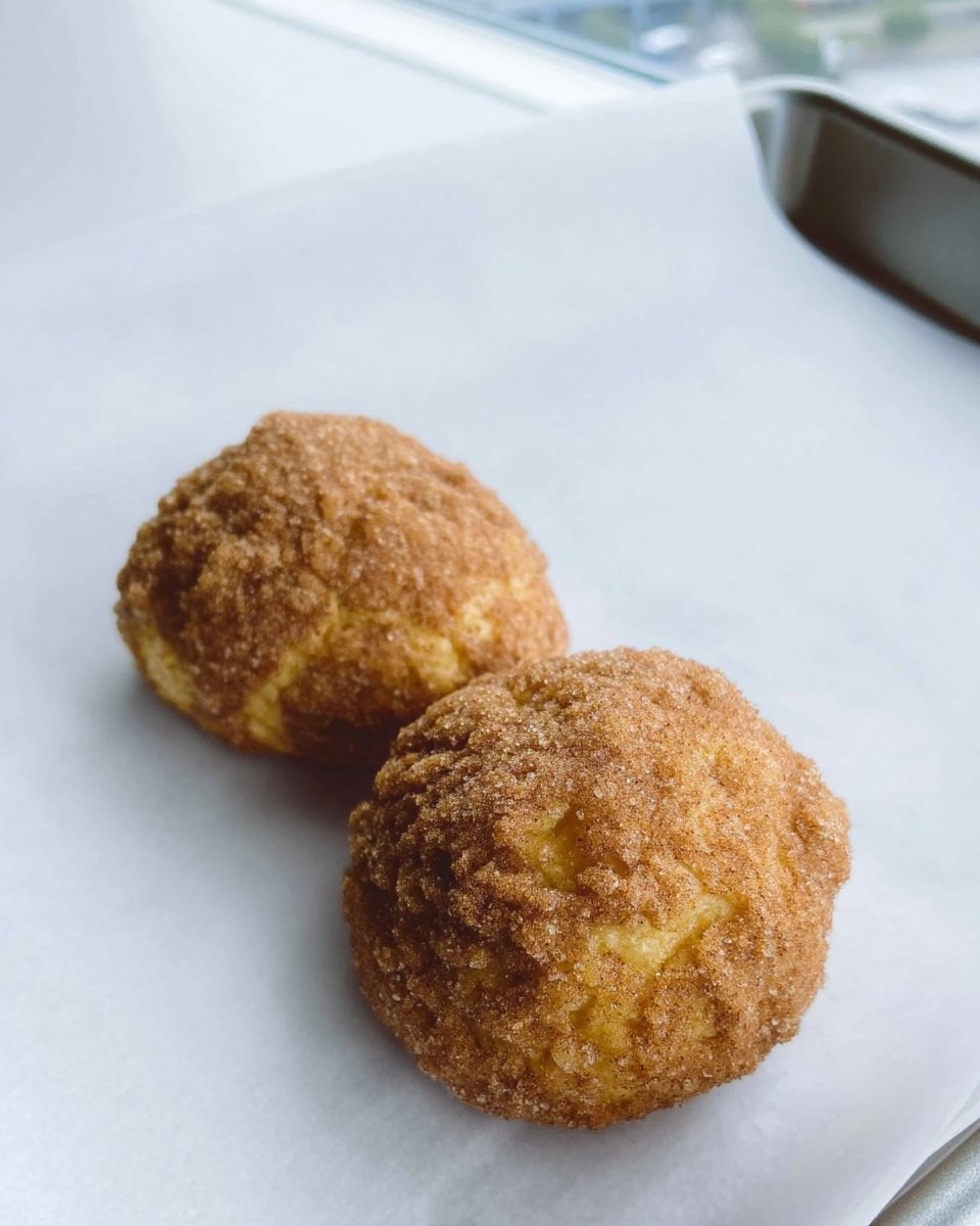 Rolling cookie dough balls in cinnamon cardamom sugar mixture