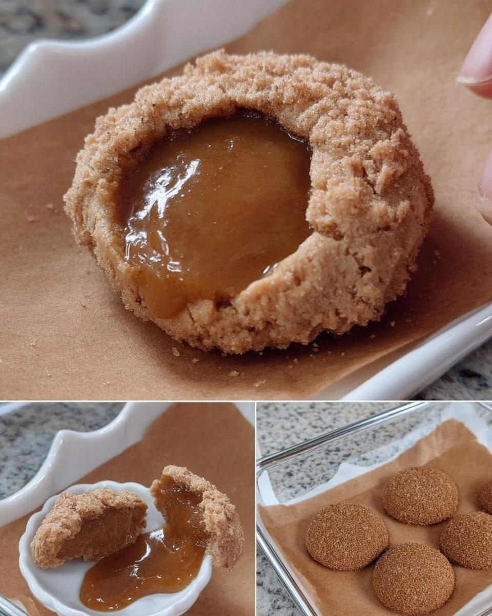 Shaping the dough divots for pumpkin pie cookies