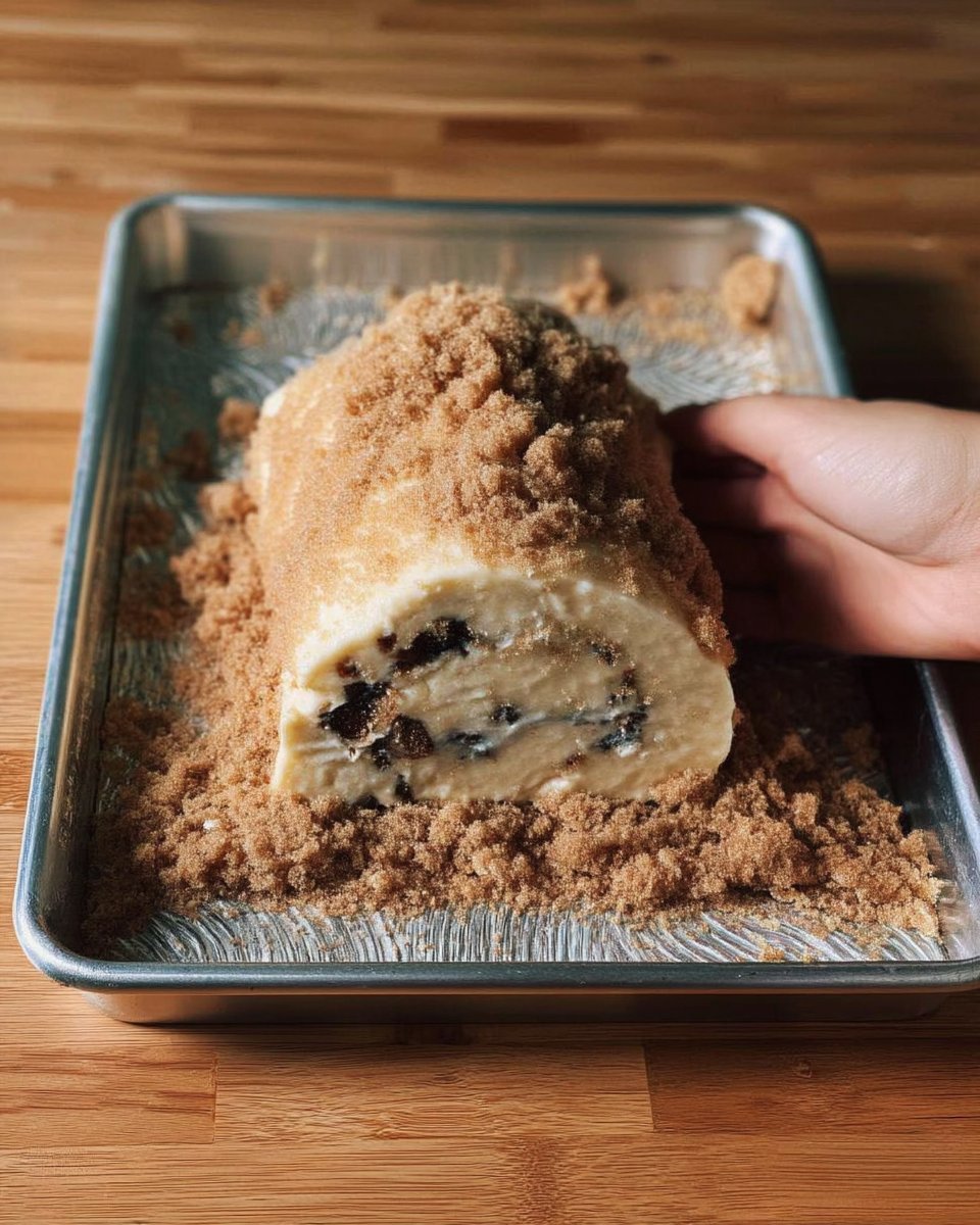 Slicing chilled cookie dough logs with a sharp knife