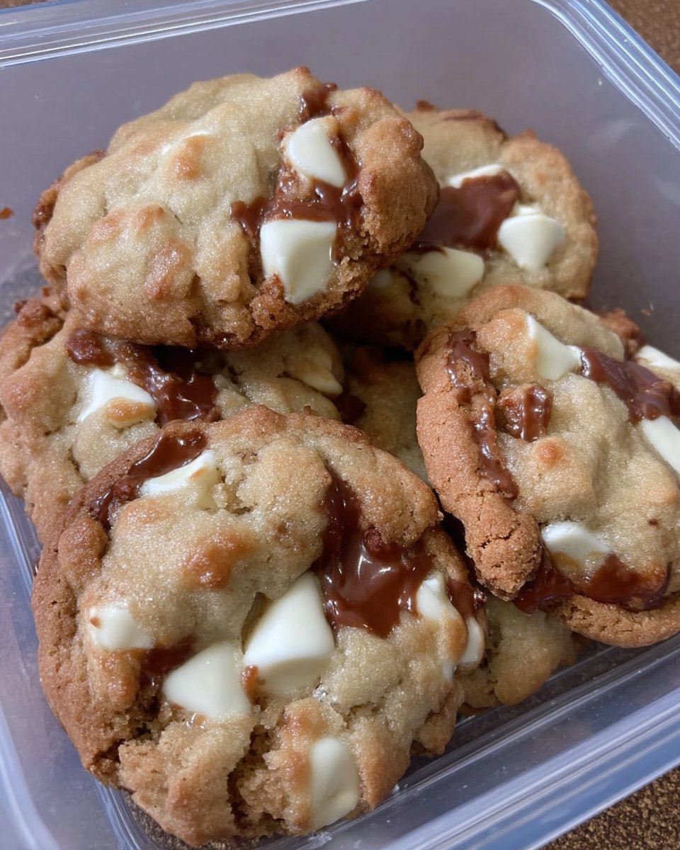 A stack of soft batch cookies on a wooden table with a glass of milk