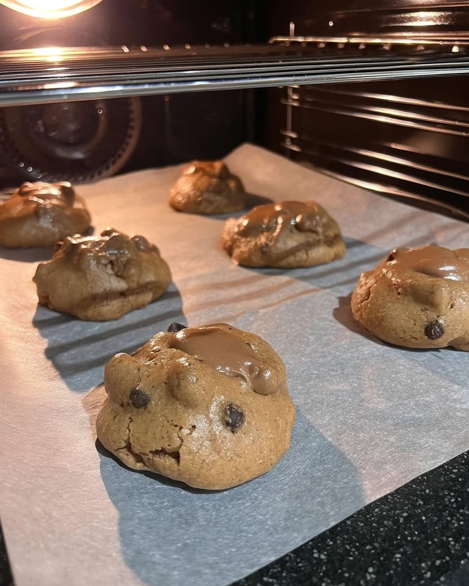 Hands sealing cookie dough around frozen nutella disk