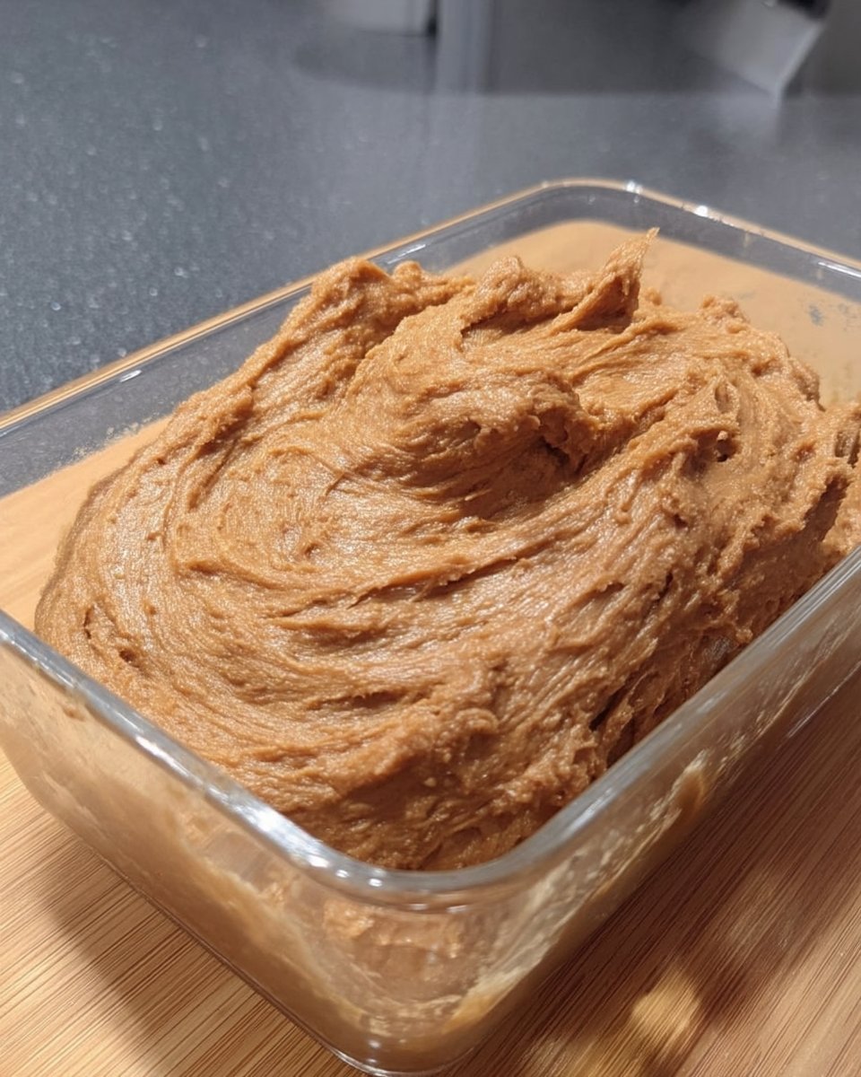 Spoon holding creamy sugar free peanut butter showing smooth texture