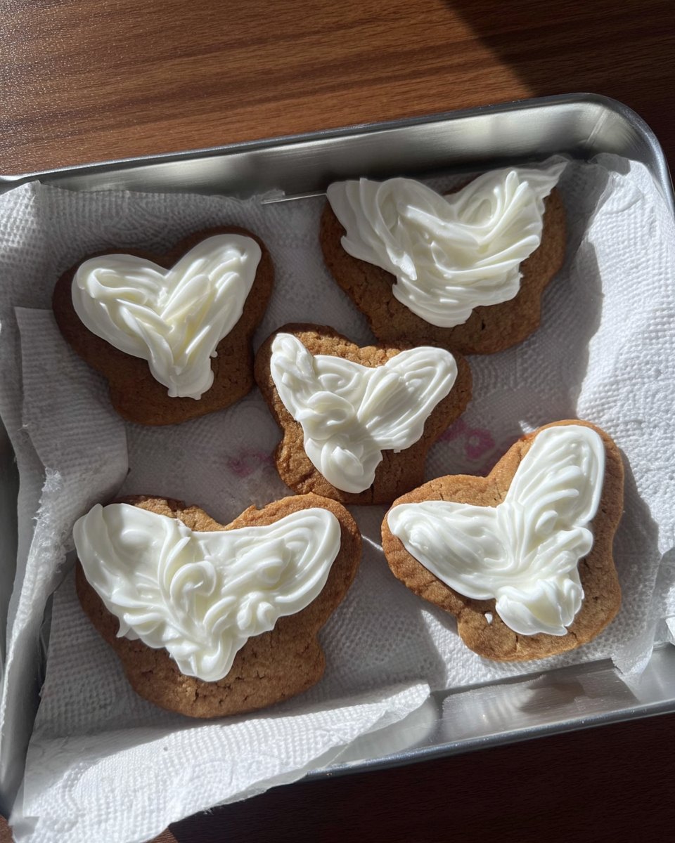 Swig sugar cookies with pink sour cream frosting on a wire rack