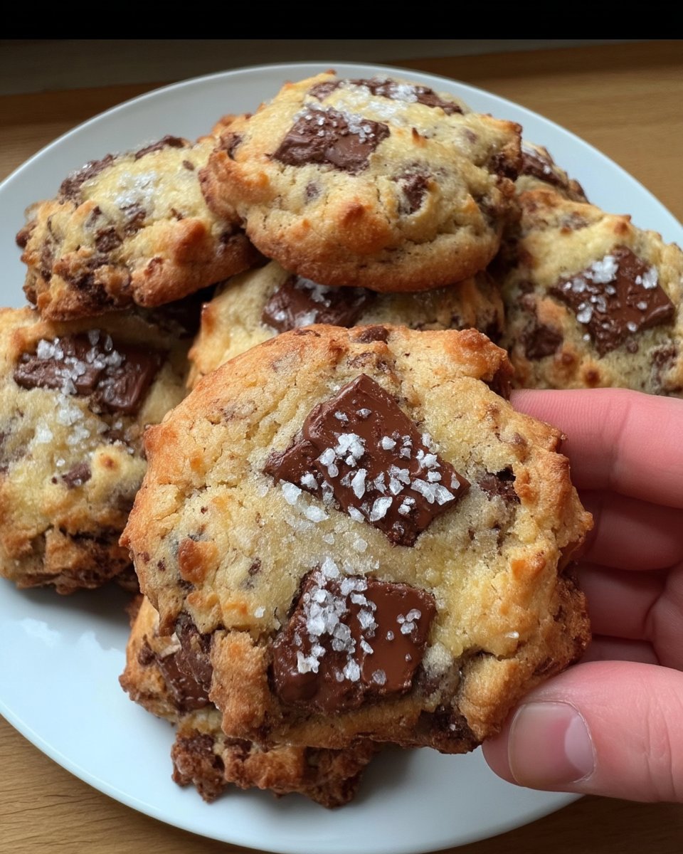A close up of Tahini Chocolate Chip cookies showing melted chocolate and a nutty texture