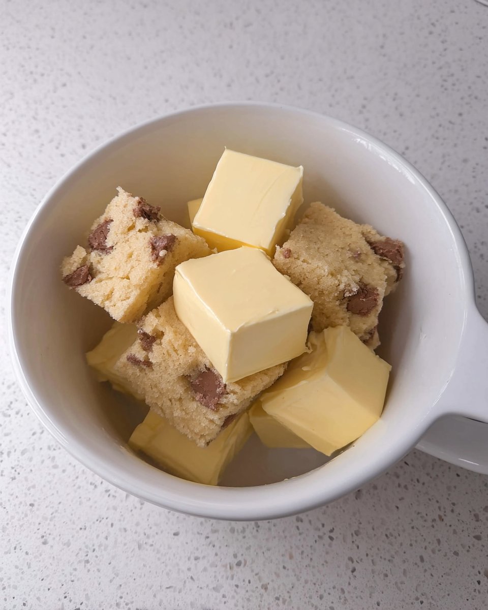 Ingredients for thick chocolate chip cookies including flour and chocolate chips
