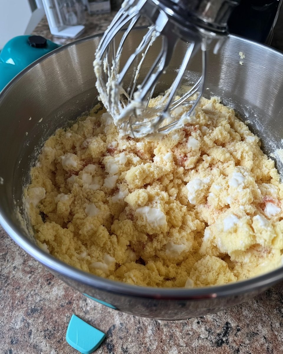 Bowls of flour sugar and bottles of vanilla and almond extract
