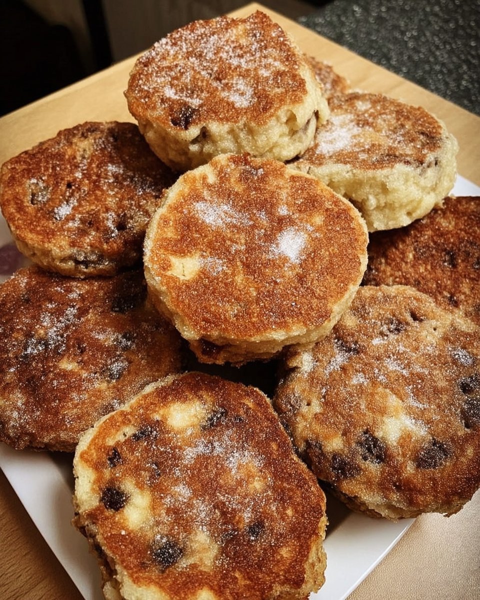 Welsh cakes plated with caster sugar