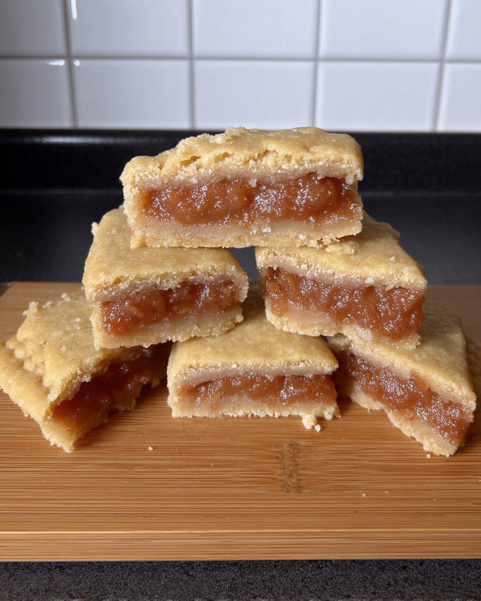 A horizontal assembly of fig cookies with apple slices and smoked gouda