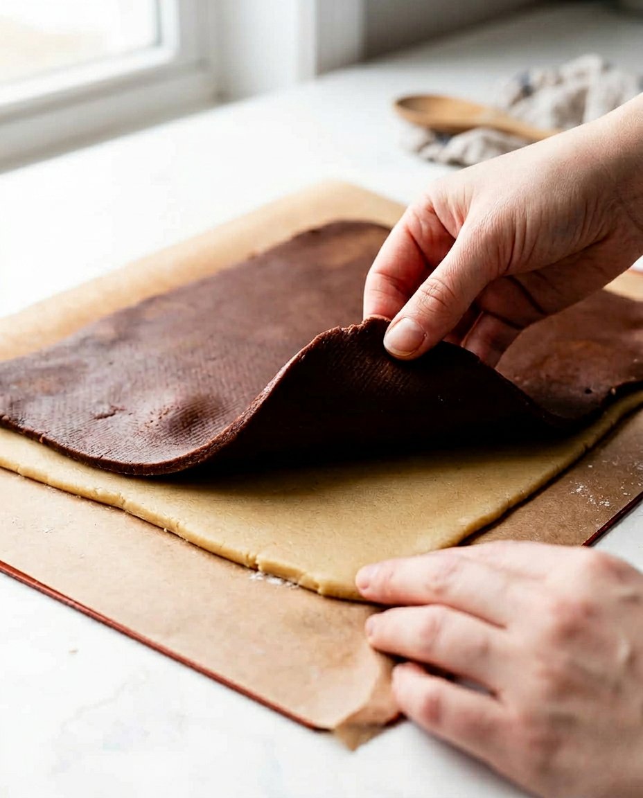 Ingredients for pinwheel cookies including butter flour cocoa and espresso powder