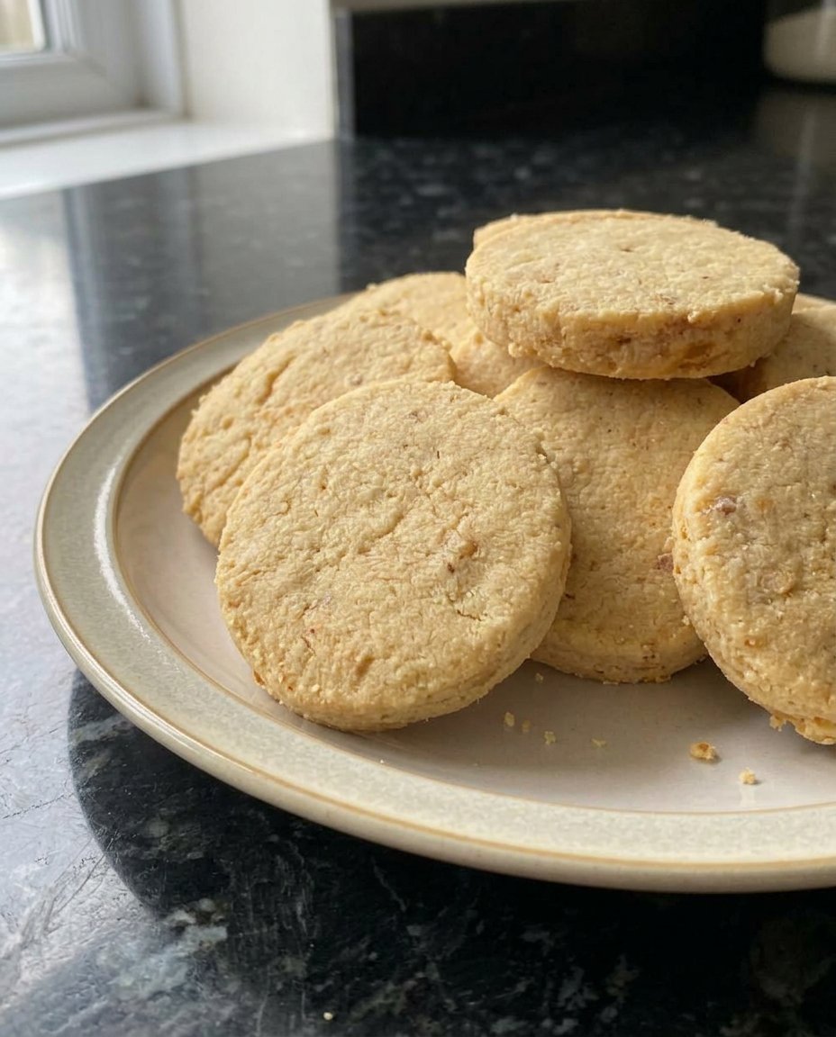 Golden brown walnut shortbread cookies on a cooling rack