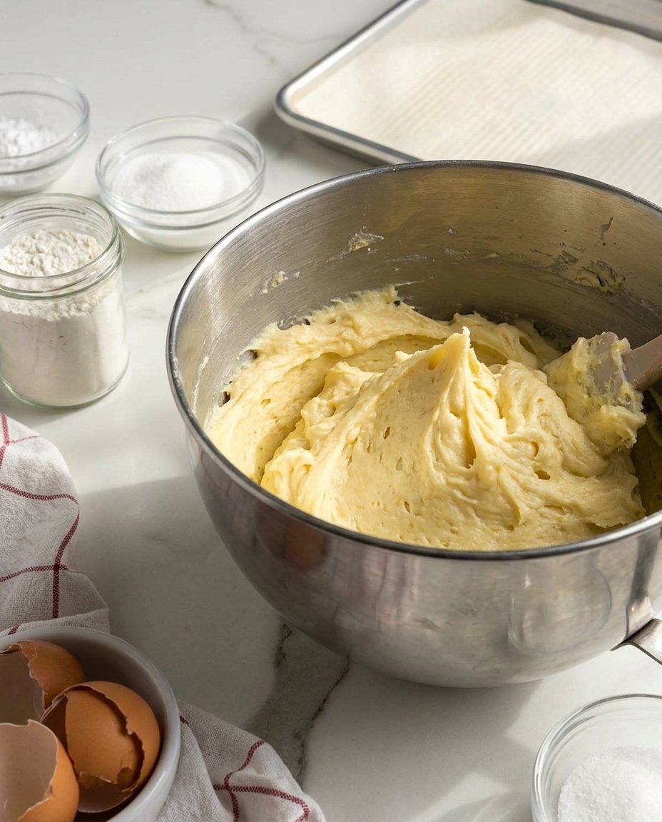A tray of Naan Khatai 2 cookies being shaped by hand before baking