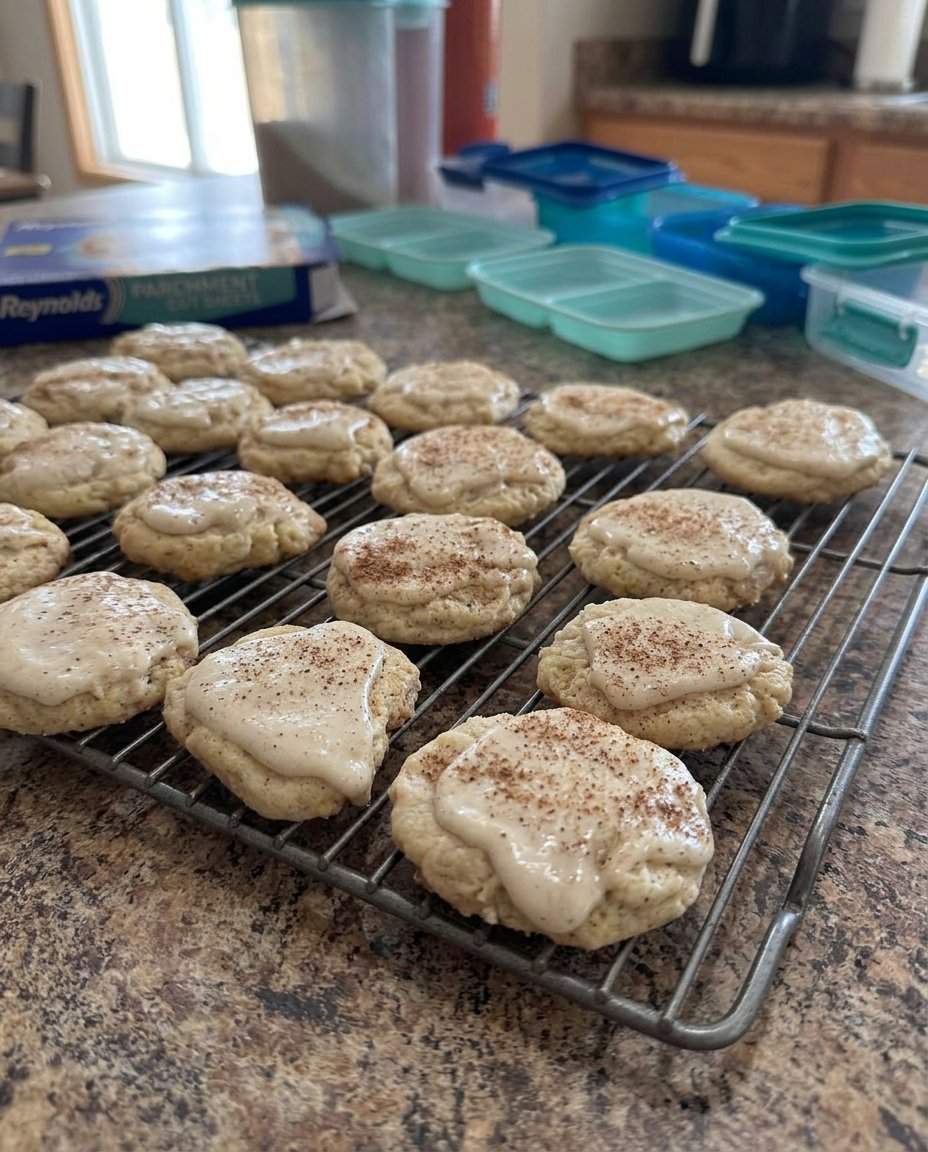 Chai cookies served on a plate with a cup of hot tea