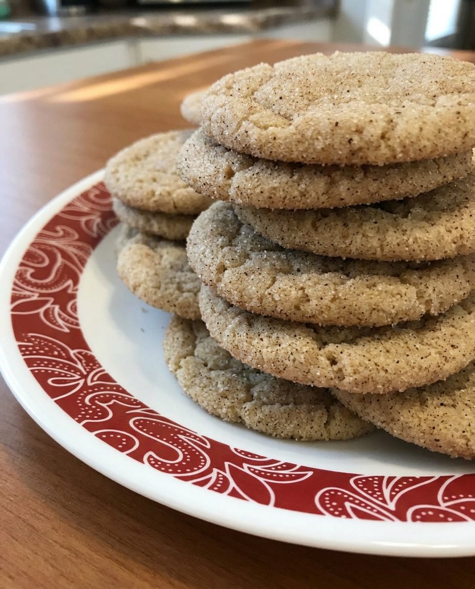 Finished chai snickerdoodles resting on a wire rack.