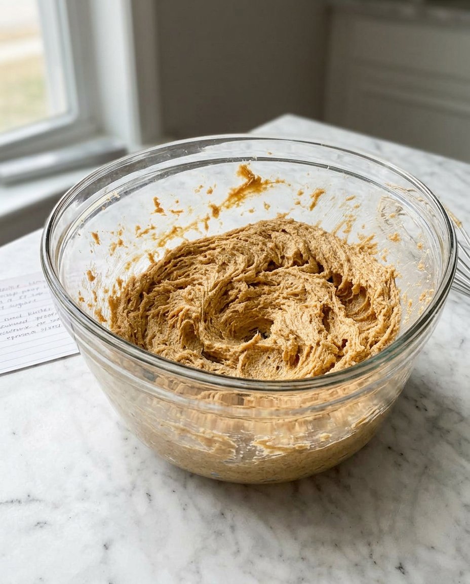 A close up of the dough being scooped with a large cookie scoop