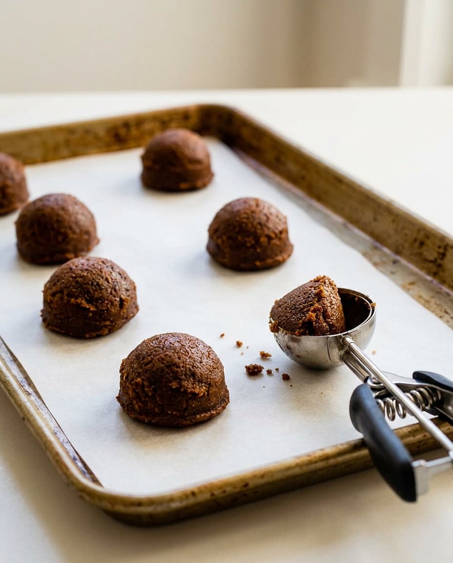 Dark gingerbread cookie dough wrapped in plastic for chilling