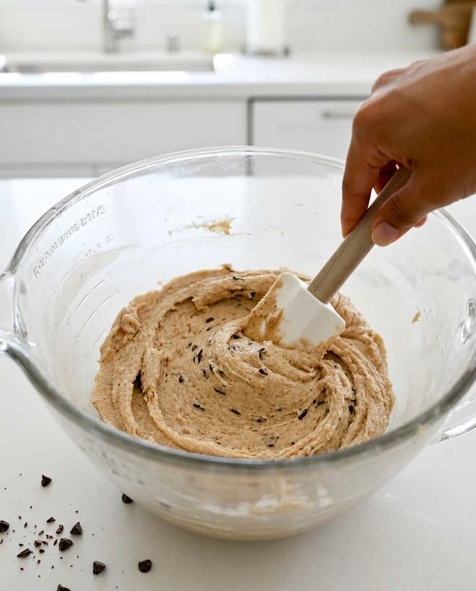 Ingredients for chocolate cookies including flour, cocoa powder, butter, and sugar arranged on a wooden table