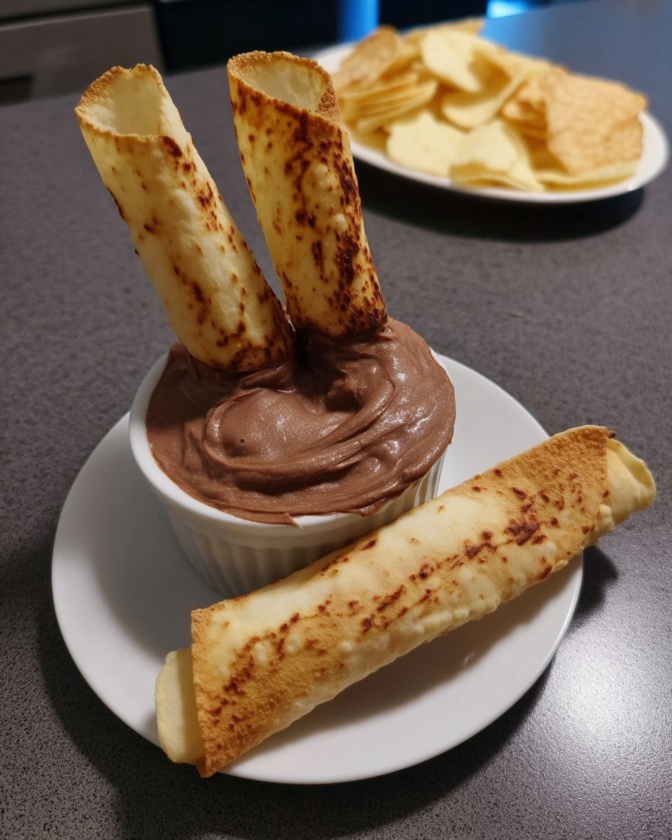 Cigarette tuile cookies with ends dipped in dark chocolate and sprinkled with almonds