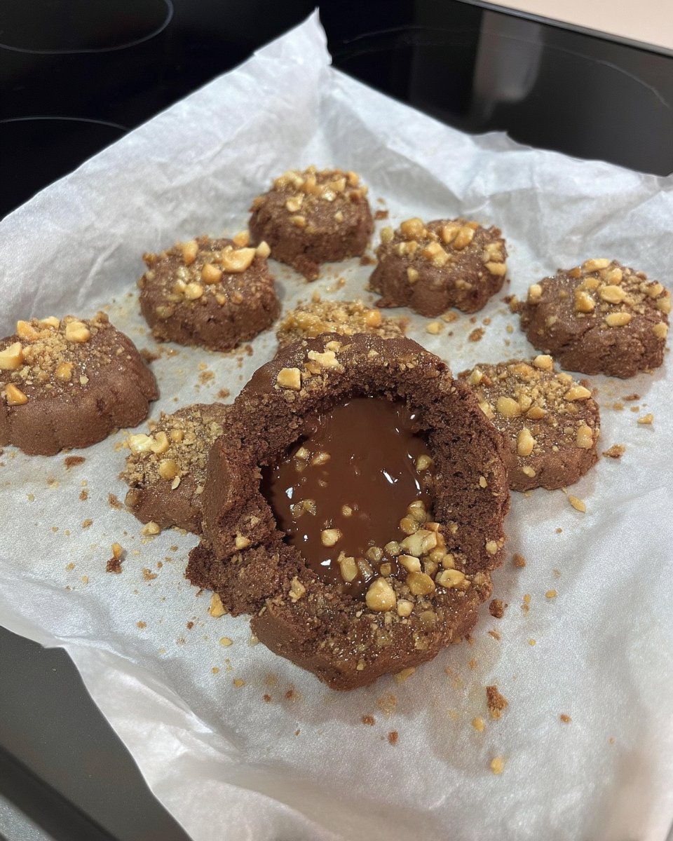 A stack of chocolate hazelnut linzer cookies with star cutouts and sparkling sugar