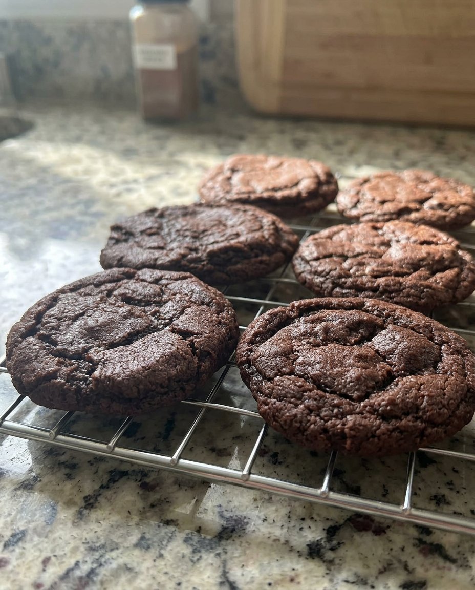 Thin dark chocolate snaps with a sugar coating on a cooling rack