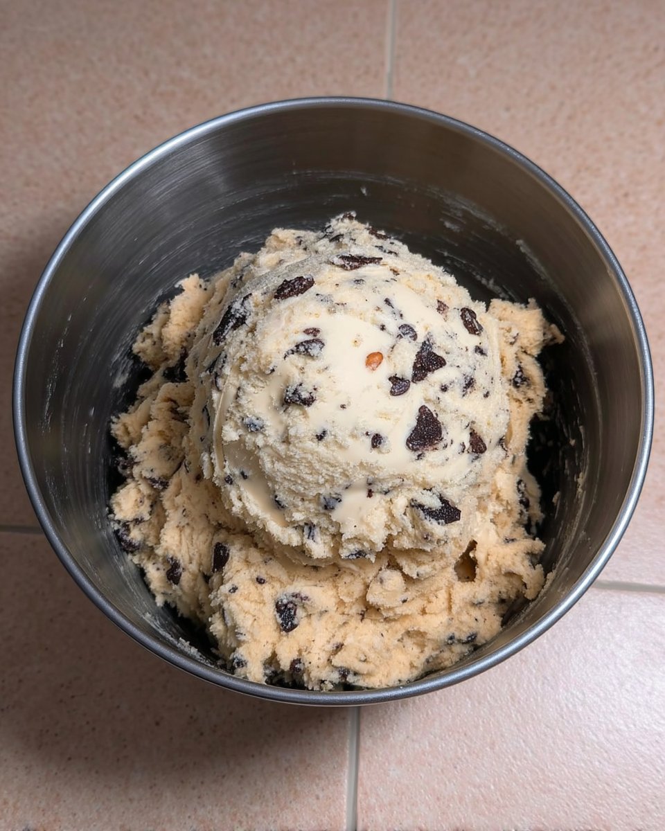 Scoops of cookie dough on a plate ready for the refrigerator