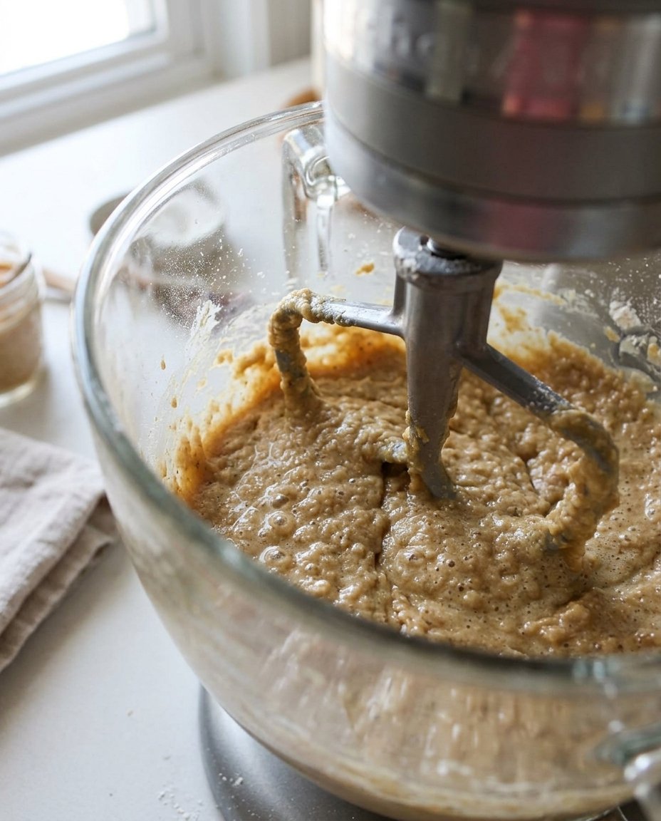 Light and fluffy butter and sugar mixture in a stand mixer bowl