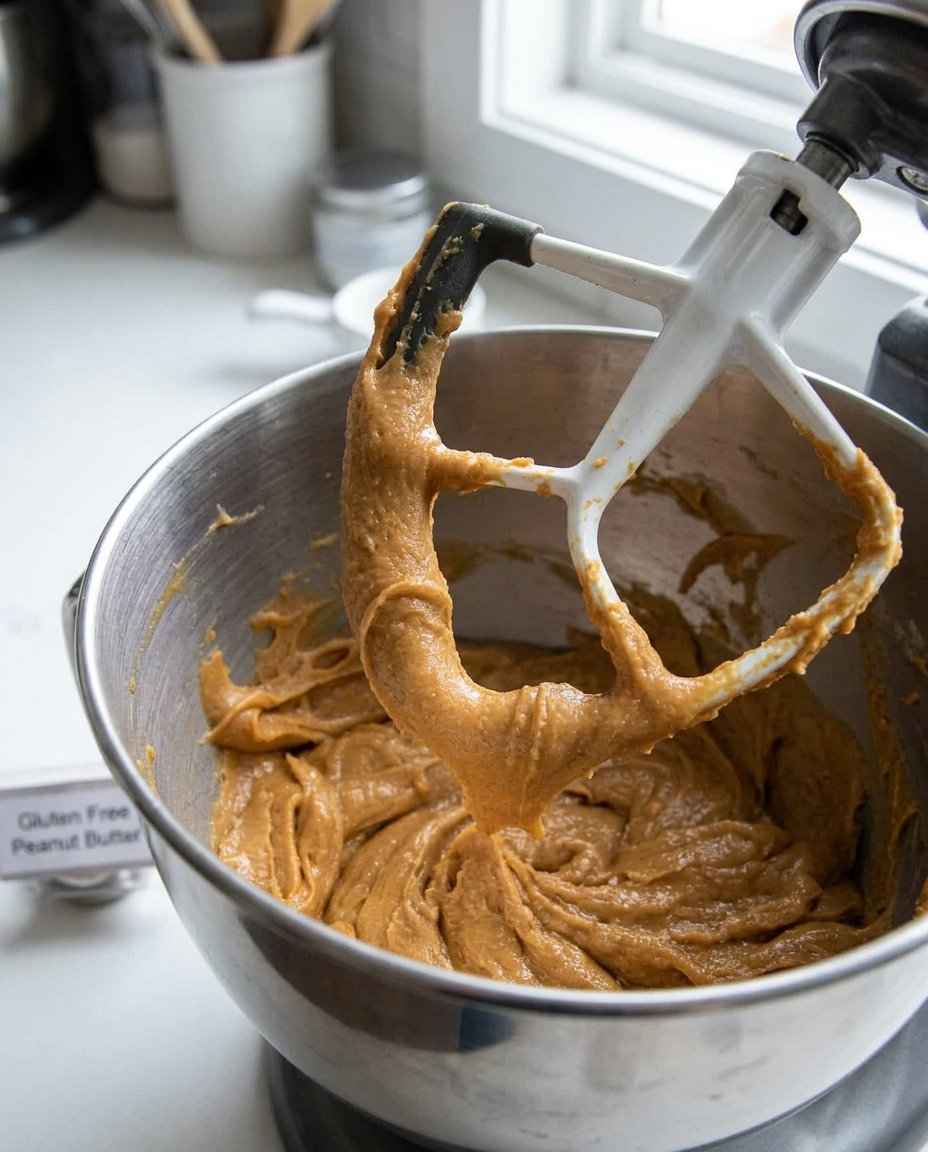 Bowls of creamy peanut butter and brown sugar for gluten free cookies