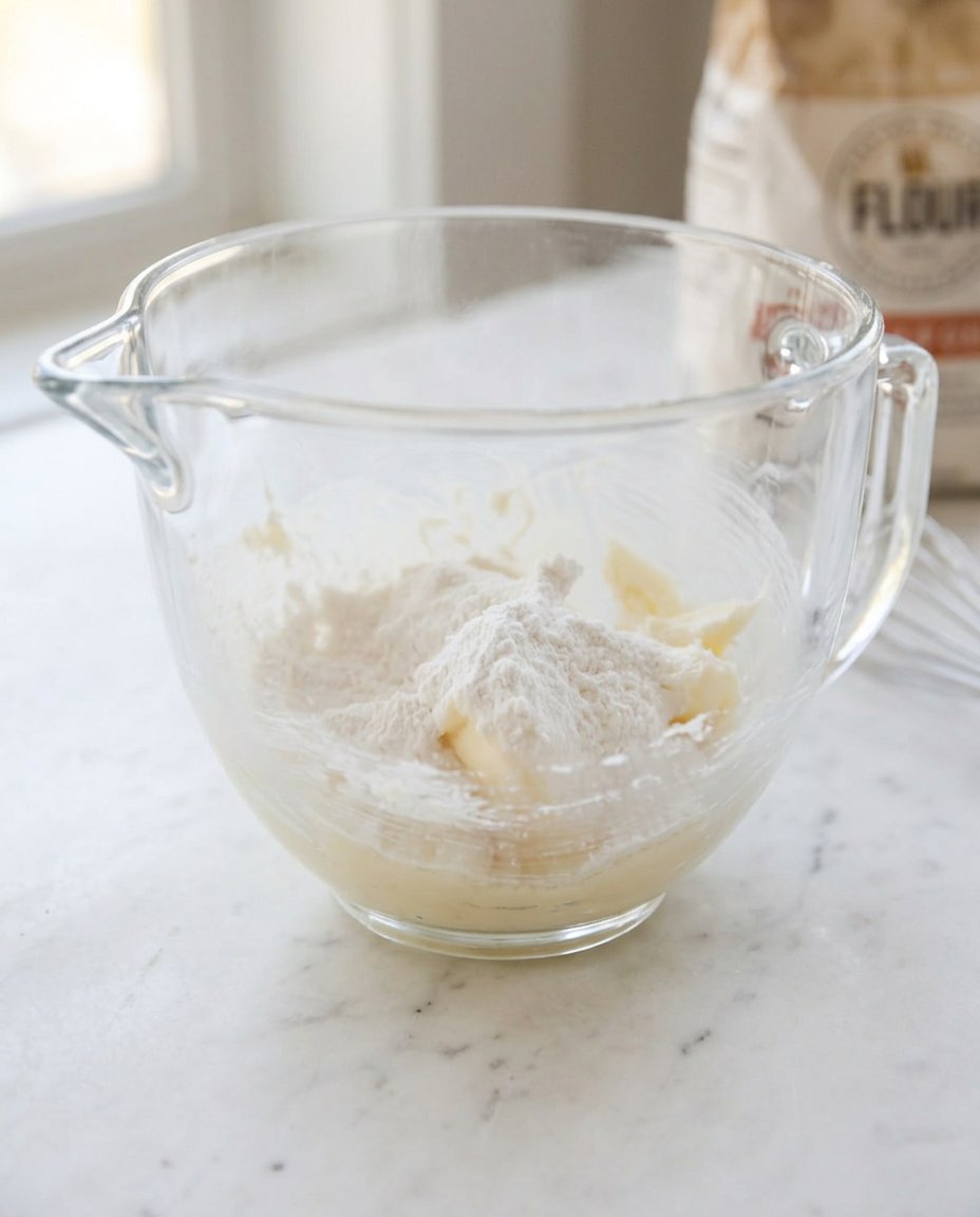 A rosette iron being dipped into hot oil for the frying process