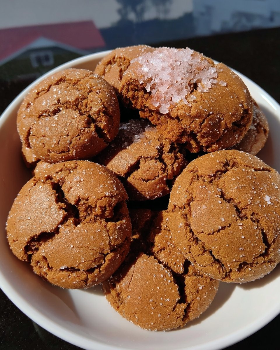 A stack of molasses ginger cookies next to a glass of milk