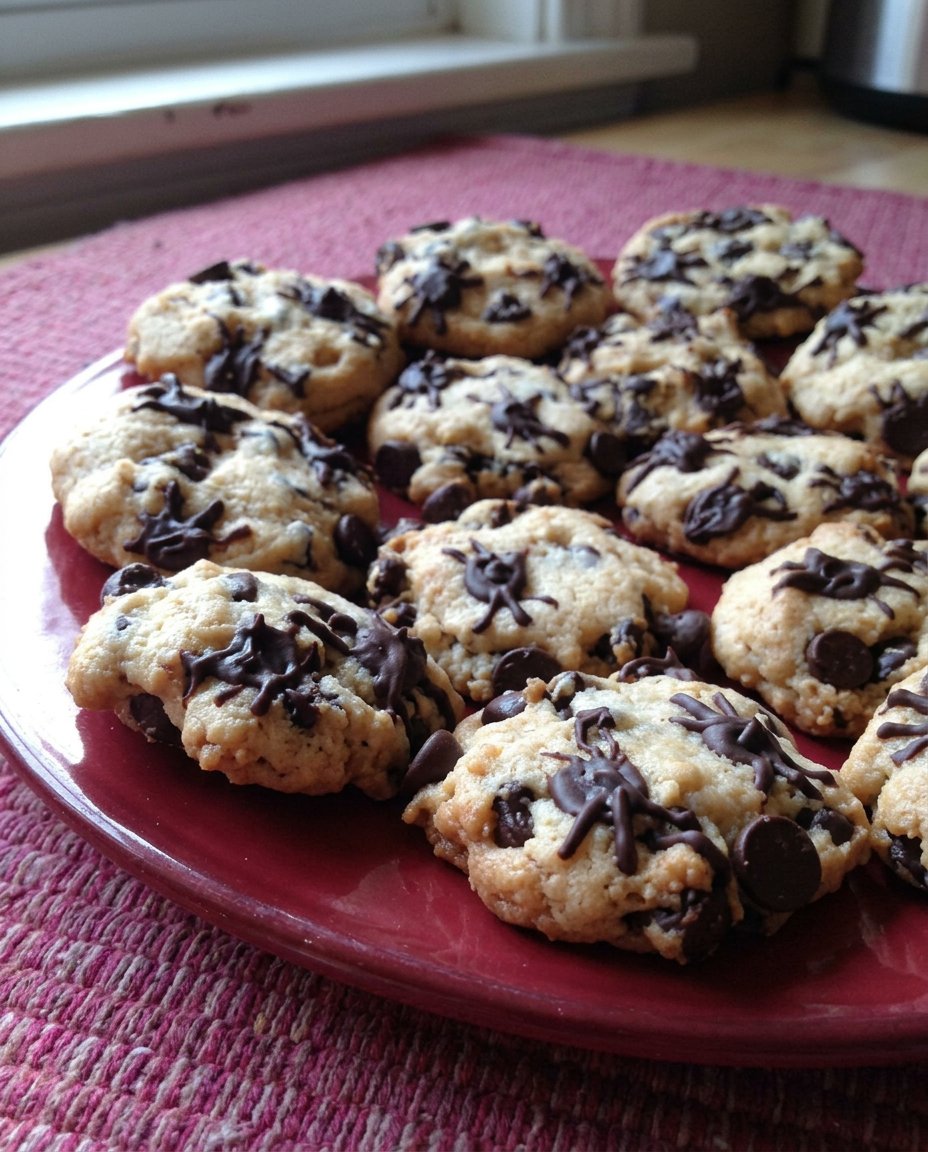 Halloween chocolate chip cookies decorated with chocolate spiders on a cooling rack.