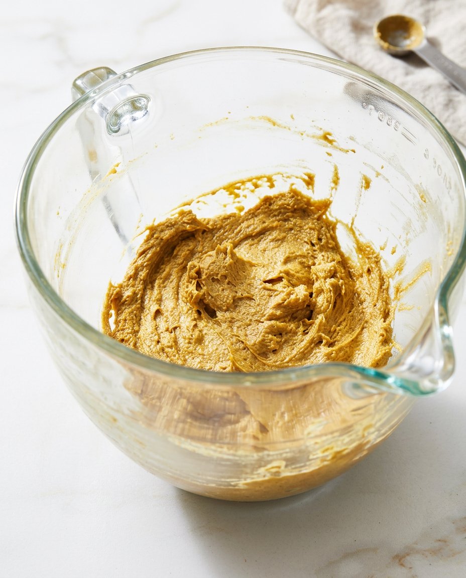 Measured ingredients for oatmeal cookies including oats, flour, and molasses