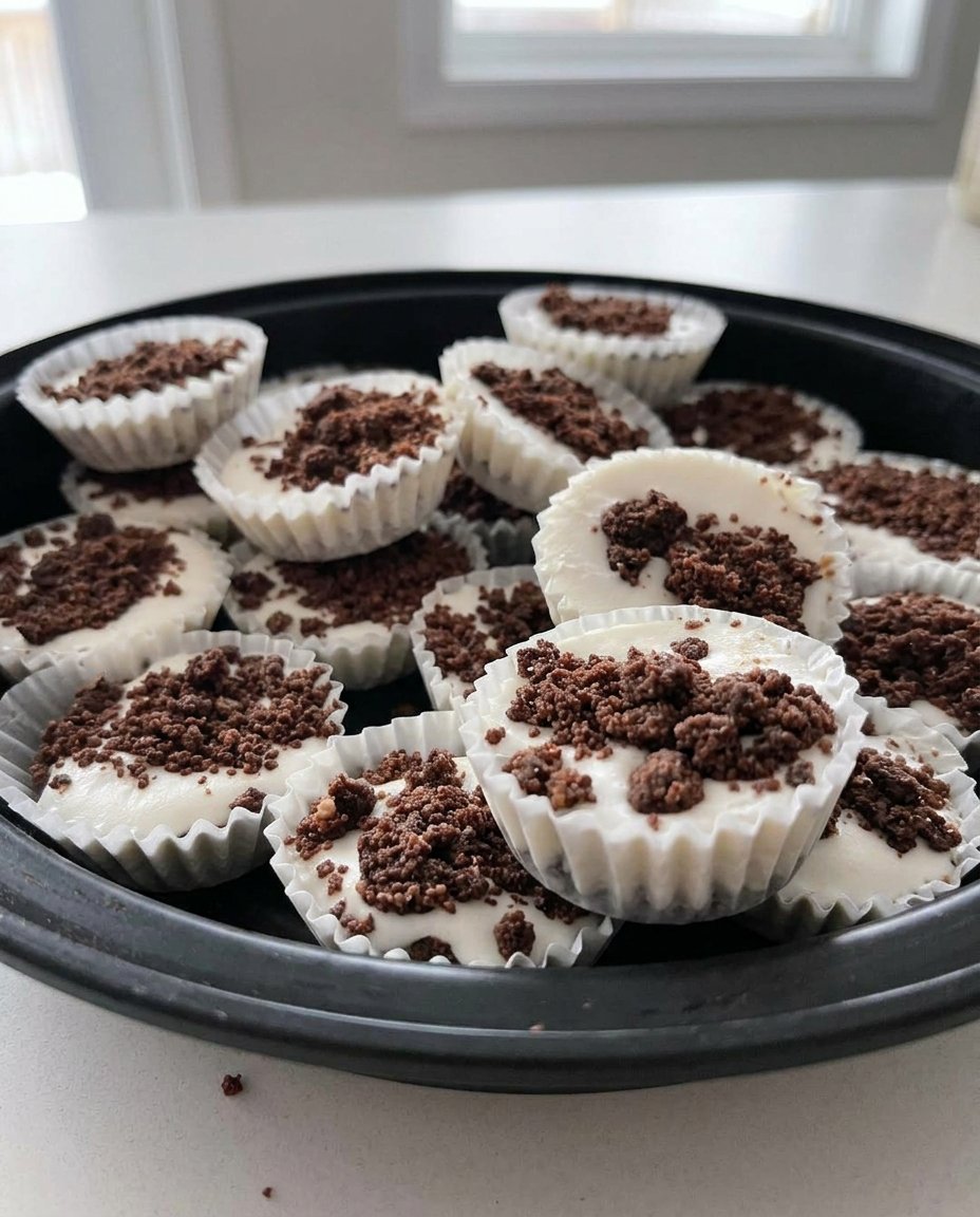 Finished keto fat bomb cookies served on a plate with a cup of tea