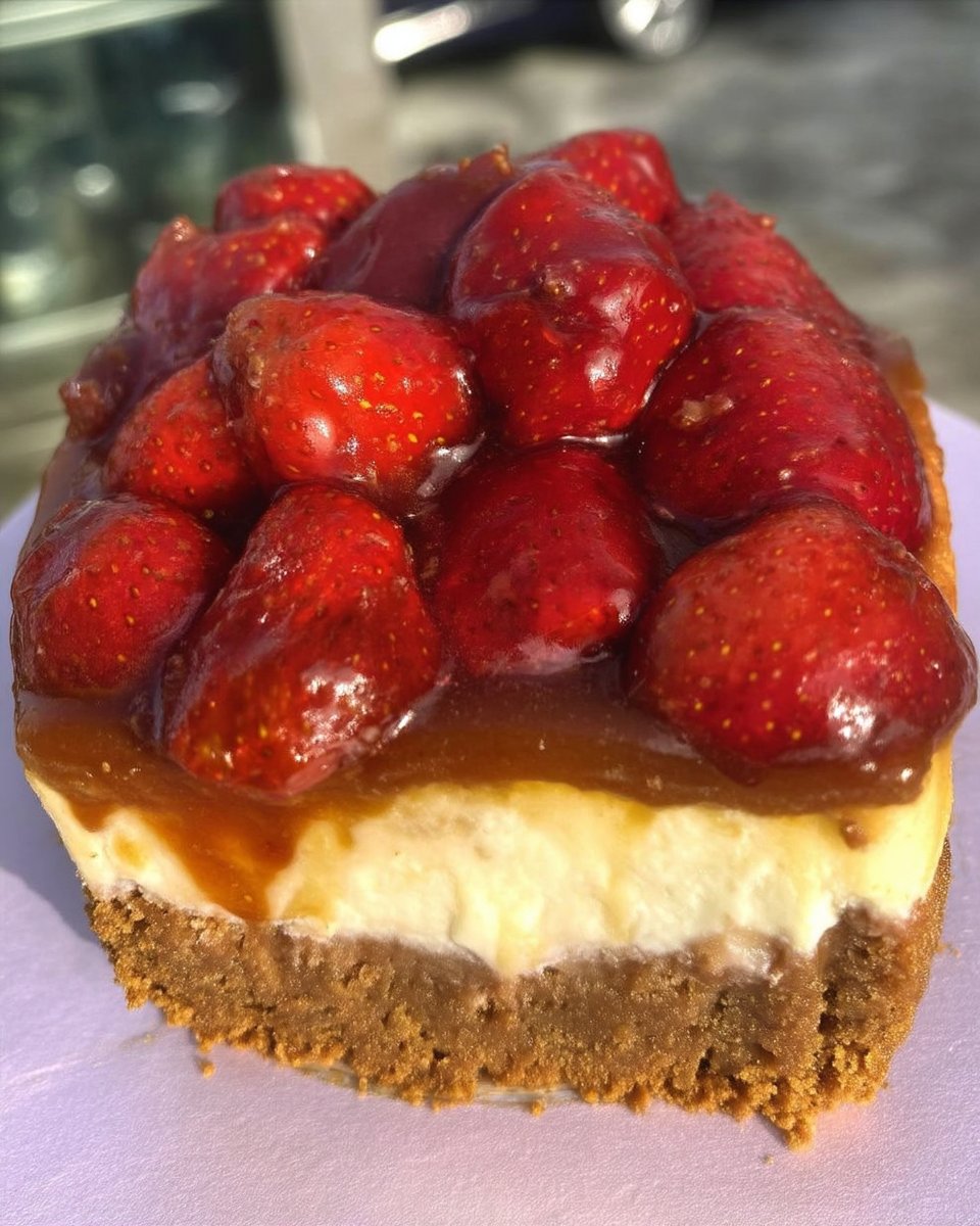 A close up of a keto strawberry upside down cake with a golden crumb and red berry topping.