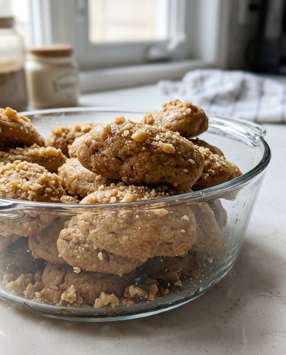 Traditional Greek melomakarona cookies soaked in honey and topped with walnuts