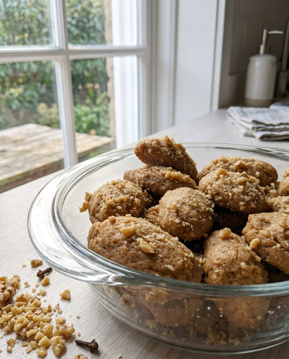 A festive platter of Melomakarona cookies decorated for the holidays