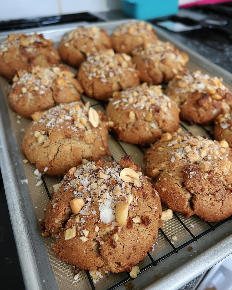 A stack of fresh Mrs Fields copycat chocolate chip cookies on a cooling sheet