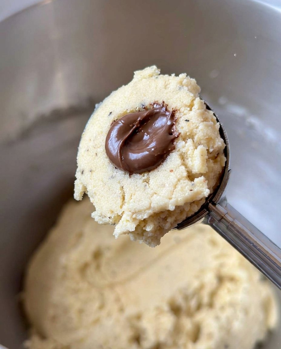 Individual scoops of Nutella on wax paper ready for freezing