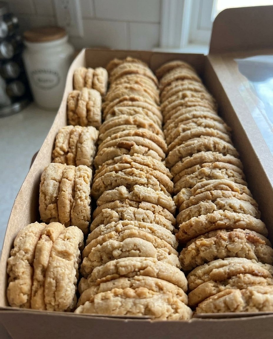 Homemade Nutter Butter copycat sandwich cookies on a wooden plate