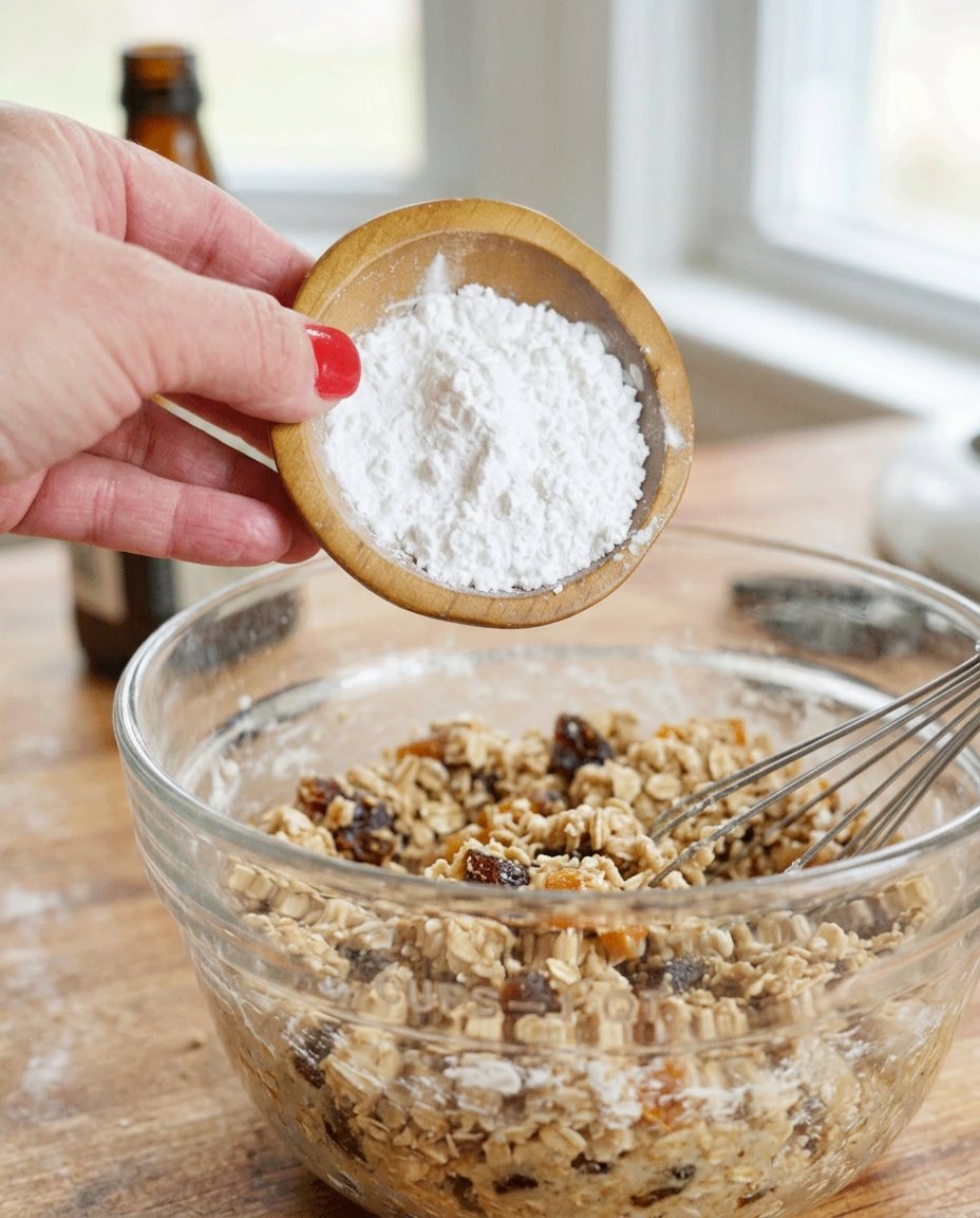 Ingredients for oatmeal apricot cookies including rolled oats and dried apricots