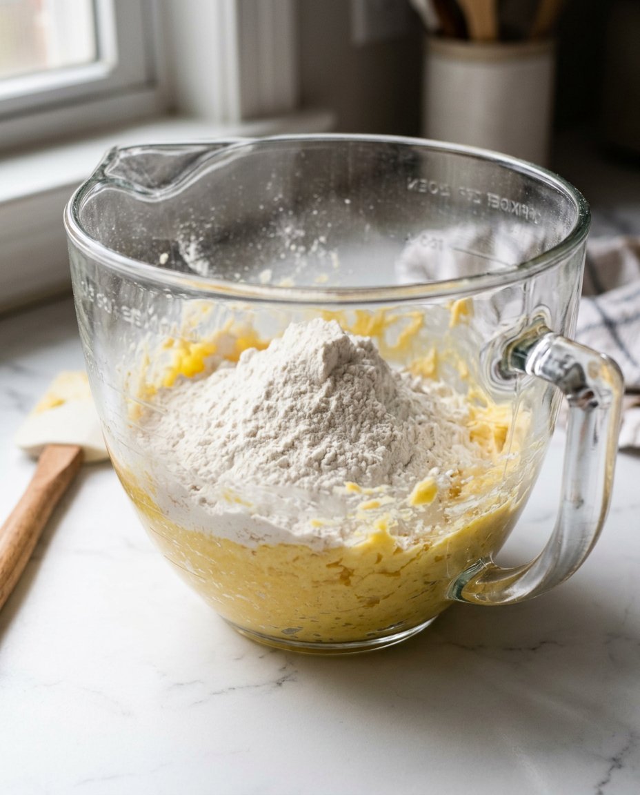 Ingredients for soft sugar cookies including high quality butter sugar and flour