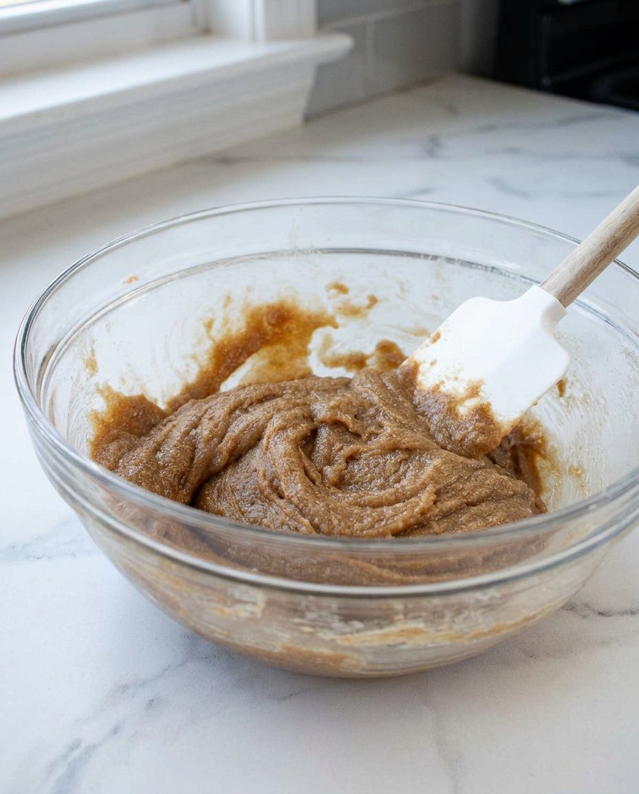 Ingredients for peanut butter cookies including creamy peanut butter and brown sugar